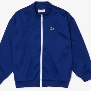 Lacoste Kids' Heritage Sz 10 Stand-Up Collar Zippered Jacket Blue White Zipper